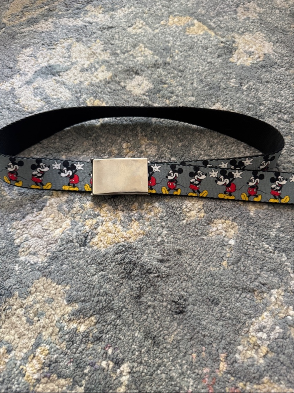 Kids Mickey Mouse Gray Character Web Belt with Silver Buckle